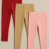 Girls Leggings – 3-Pack (Red, Skin, Pink)